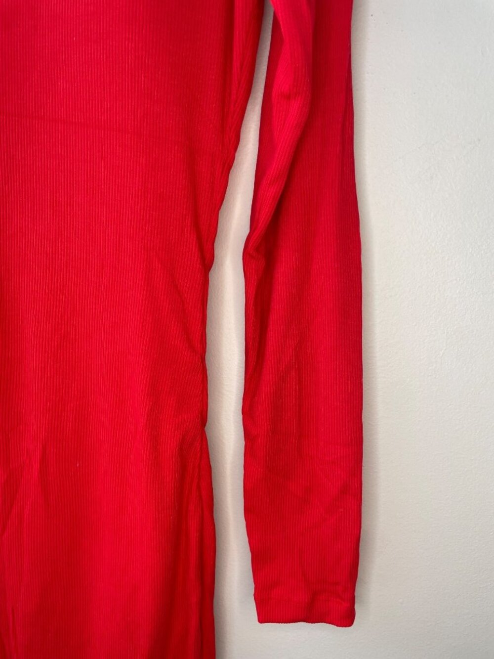 Popilush Built-In Bra Shapewear Red Ribbed Midi Dress Built-in-Shorts Size M NWT - Picture 4 of 9